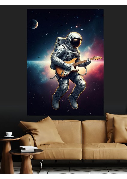 Uzayda Gitarist Astronot Dekoratif Kanvas - Mdf Ahşap Tablo modelleri