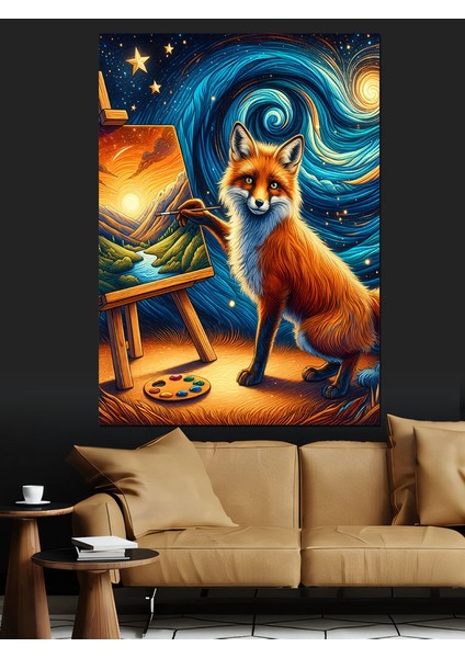 Ressam Tilki Dekoratif Kanvas - Mdf Ahşap Tablo modelleri