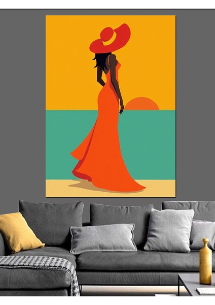 Güneşli Kadın Silueti Dekoratif Kanvas - Mdf Ahşap Tablo