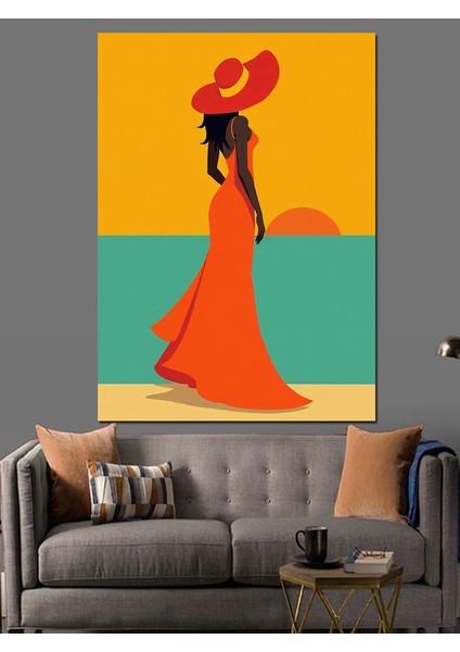 Güneşli Kadın Silueti Dekoratif Kanvas - Mdf Ahşap Tablo fiyatları