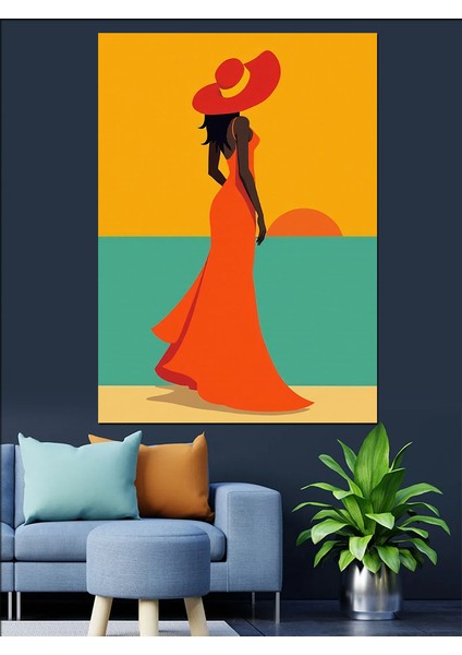 Güneşli Kadın Silueti Dekoratif Kanvas - Mdf Ahşap Tablo modelleri