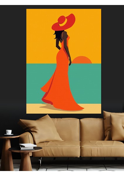 Güneşli Kadın Silueti Dekoratif Kanvas - Mdf Ahşap Tablo fırsatları