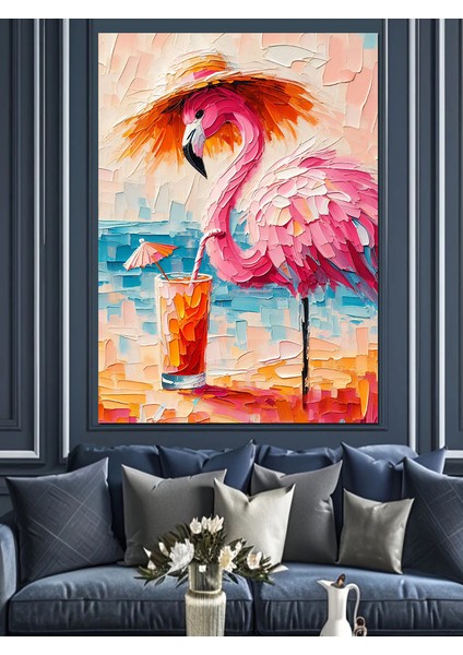 Pembe Flamingolar Dekoratif Kanvas - Mdf Ahşap Tablo modelleri