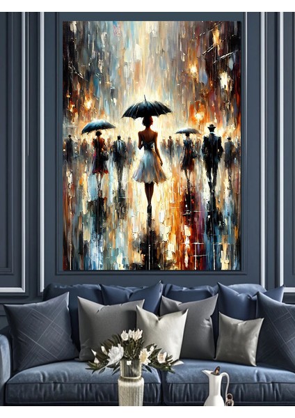 Yağmur Altında Insanlar Dekoratif Kanvas - Mdf Ahşap Tablo fiyatları