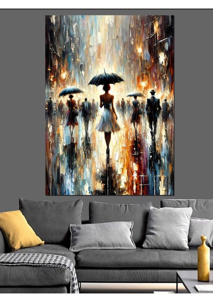 Yağmur Altında Insanlar Dekoratif Kanvas - Mdf Ahşap Tablo modelleri