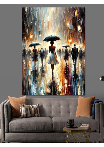 Yağmur Altında Insanlar Dekoratif Kanvas - Mdf Ahşap Tablo fırsatları