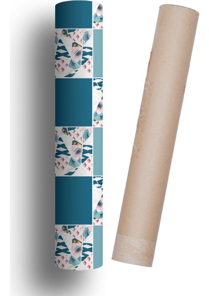Tezgah Arası Mutfak Kendinden Yapışkanlı Folyo Kaplama Fayans Desen Mavi Çiçek 60 cm x 100 cm