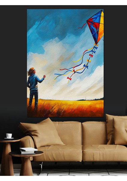 Gökyüzünde Uçurtma Rüyası Dekoratif Kanvas - Mdf Ahşap Tablo fiyatları