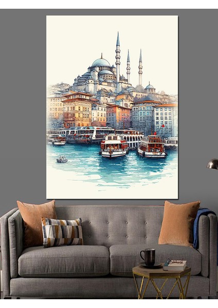 Istanbul Manzarası Dekoratif Kanvas - Mdf Ahşap Tablo