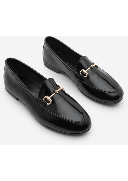 Kadın Deri Zincirli Loafer Günlük Ayakkabı Tanle