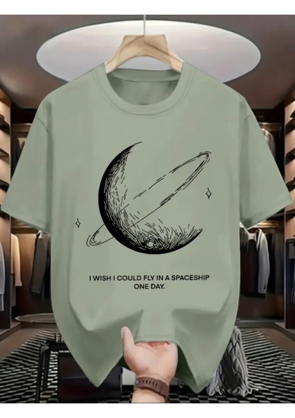 Kıds Face Özel Tasarım One Day Nasa Baskılı Pamuk Ultra Rahat Yeni Trend Erkek Çocuk T-Shırt