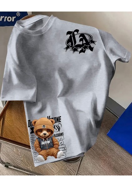 Kıds Face Özel Tasarım Tribal La Hip Hop Ayıcık Baskılı Sokak Modası Erkek Çocuk T-Shırt