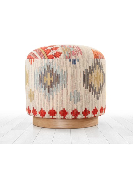 Ferruz Kilim Puf - Krem