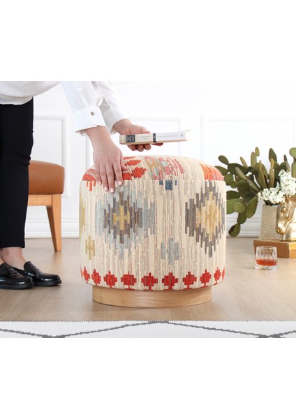 Ferruz Kilim Puf - Krem modelleri