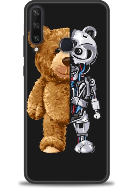 Huawei Y6P Kılıf Hd Baskılı - Ayı ve Iskeleti
