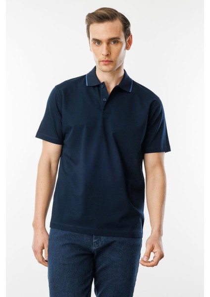 Erkek Polo Yaka Merserize T-Shirt K.lacivert