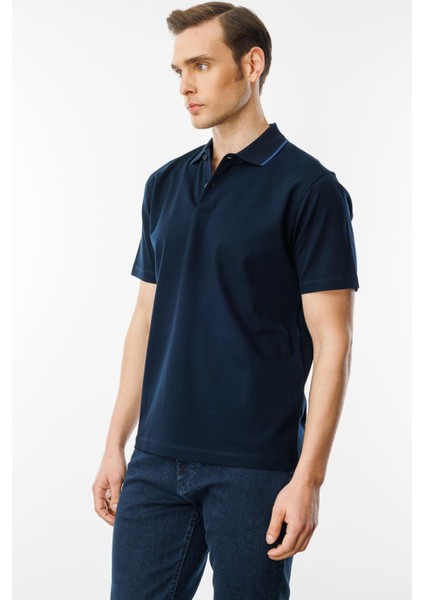Erkek Polo Yaka Merserize T-Shirt K.lacivert modelleri