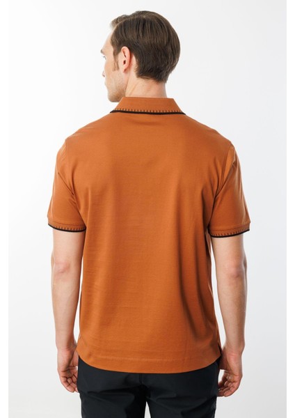 Erkek Polo Yaka Merserize T-Shirt Kiremit