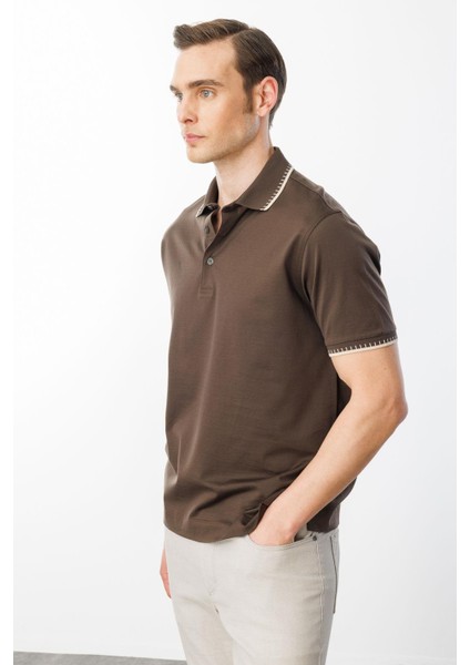 Erkek Polo Yaka Merserize T-Shirt K.kahve fiyatları