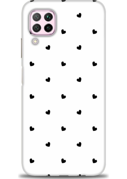 Huawei P40 Lite Kılıf Hd Baskılı - Siyah Kalpler