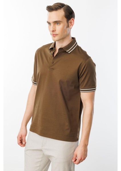 Erkek Polo Yaka Merserize T-Shirt Kahve fiyatları