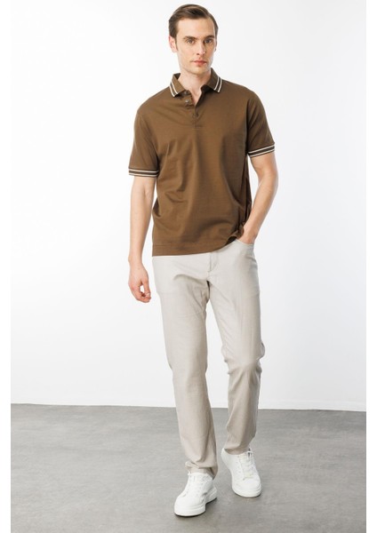 Erkek Polo Yaka Merserize T-Shirt Kahve indirimleri