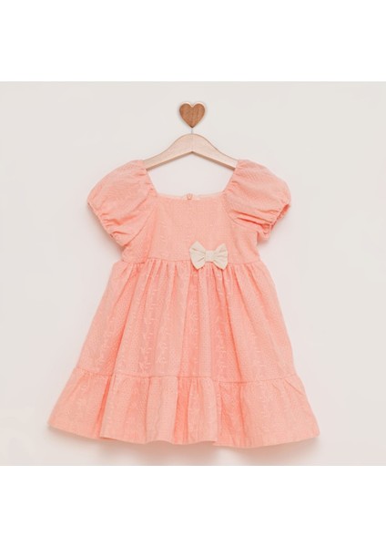 Somon Rengi Brode Balon Kollu Elbise