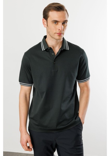 Erkek Polo Yaka Merserize T-Shirt S.n.yeşil