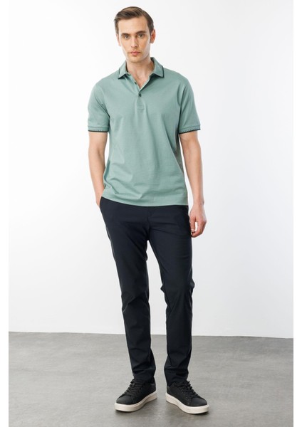 Erkek Polo Yaka Merserize T-Shirt Ç.yeşil