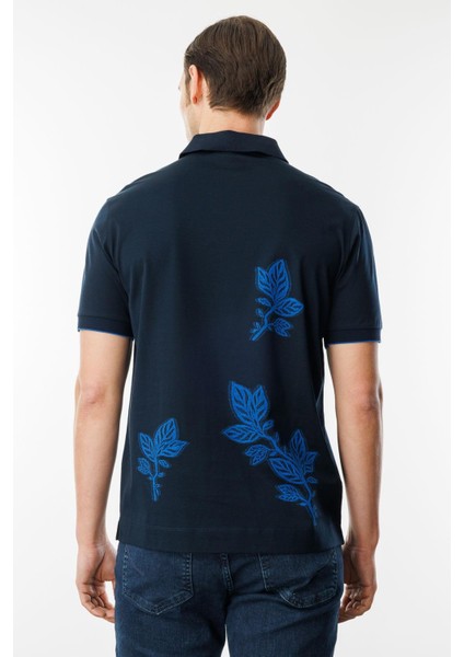 Erkek Polo Yaka Merserize T-Shirt Lacivert_6