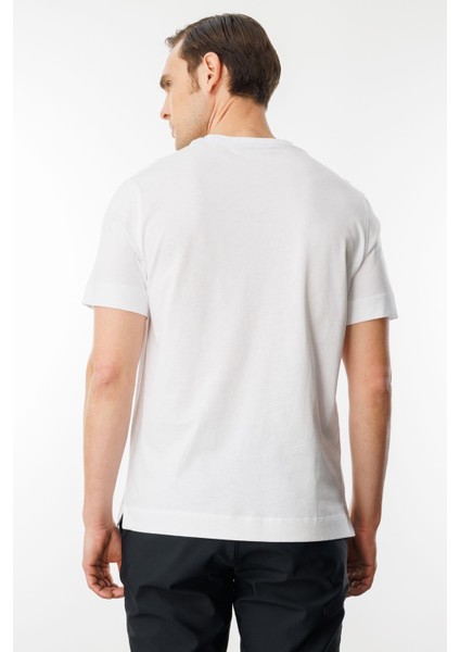 Erkek Sıfır Yaka Pamuklu T-Shirt Beyaz