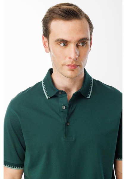 Erkek Polo Yaka Merserize T-Shirt N.yeşili indirimleri