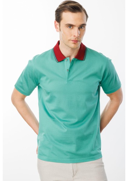 Erkek Polo Yaka Merserize T-Shirt B.yeşili