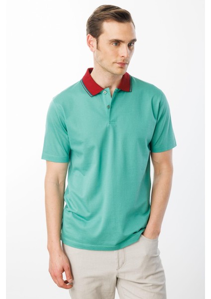 Erkek Polo Yaka Merserize T-Shirt B.yeşili