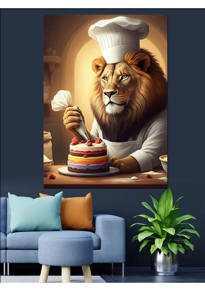 Pastacı Aslan Şef Dekoratif Kanvas - Mdf Ahşap Tablo fiyatları