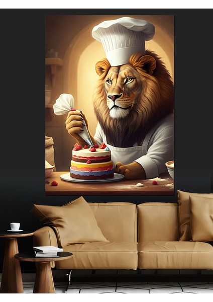 Pastacı Aslan Şef Dekoratif Kanvas - Mdf Ahşap Tablo modelleri