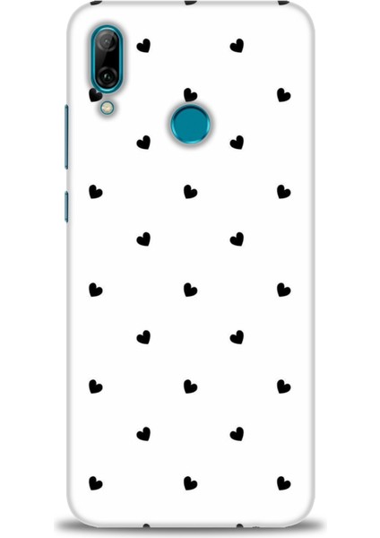 Huawei P Smart 2019 Kılıf Hd Baskılı - Siyah Kalpler