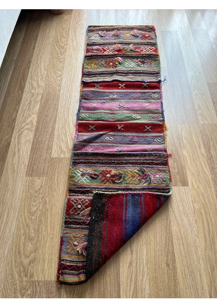 40 x 147 cm Uzun Nadir Desenli El Dokuma Renkli Yolluk Fas Stili