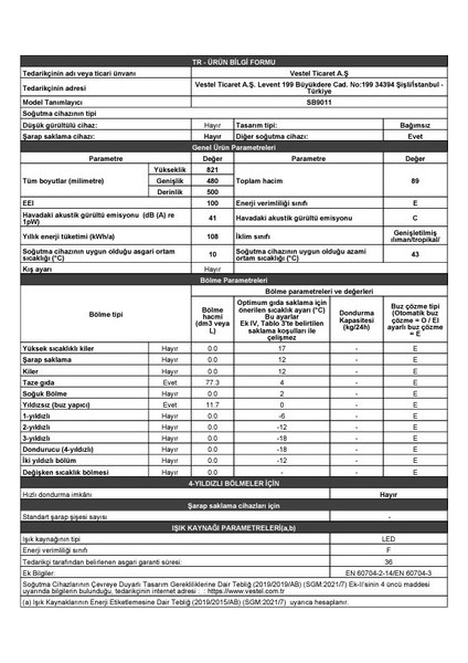 SB9011 E Enerji Sınıfı 89 Lt Mini Buzdolabı indirimleri
