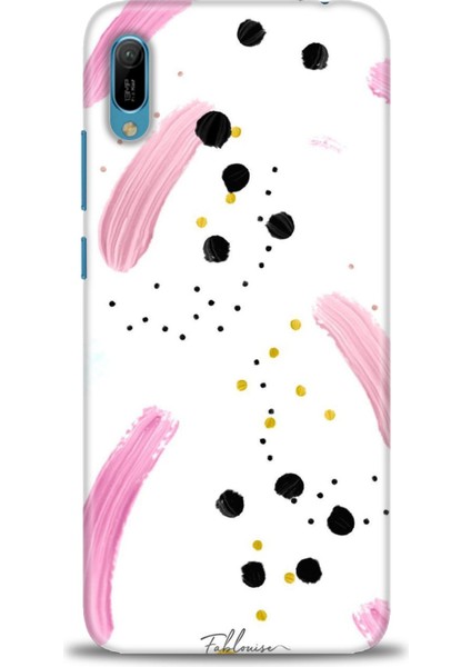 Huawei Y6 2019 Kılıf Hd Baskılı - Pembe ve Benekler