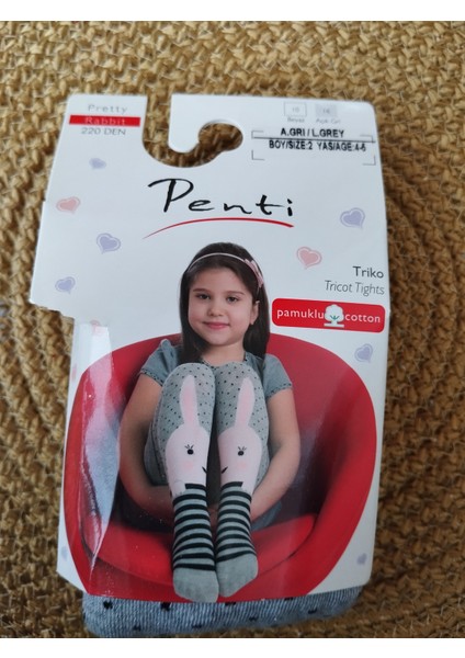 Kız Çocuk Gri Tavşan Desenli Külotlu Çorap fiyatları