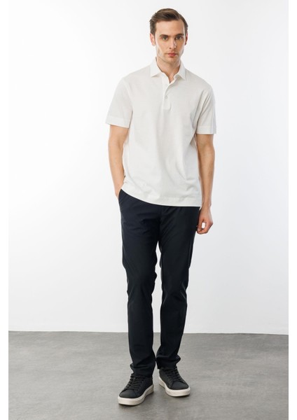 Erkek Polo Yaka Merserize T-Shirt K.beyaz