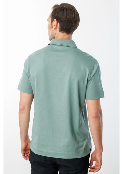 Erkek Polo Yaka Merserize T-Shirt Ç.yeşil