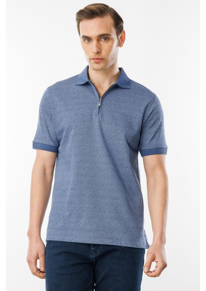 Erkek Fermuarlı T-Shirt Lacivert