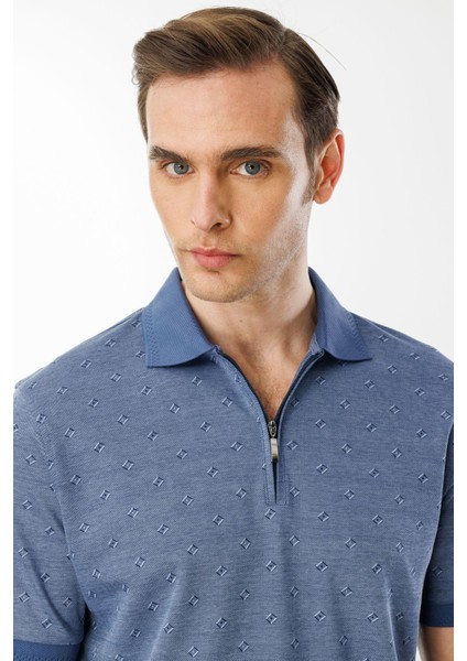 Erkek Fermuarlı T-Shirt Lacivert