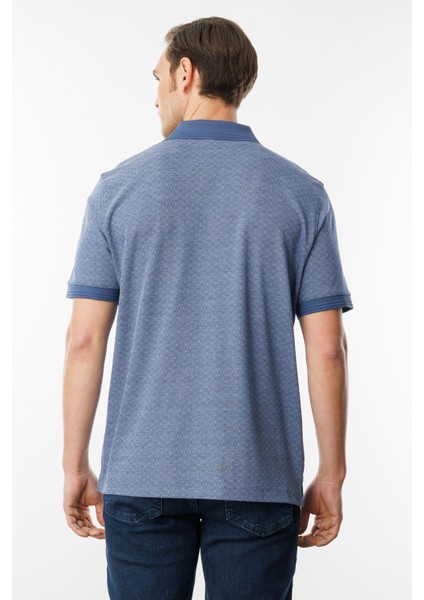 Erkek Fermuarlı Jakarlı T-Shirt Lacivert