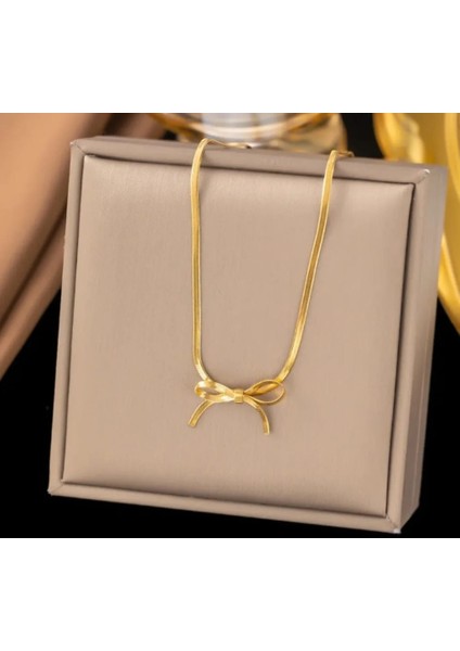 Çelik Gold Fiyonk İtalyan Ezme Kolye