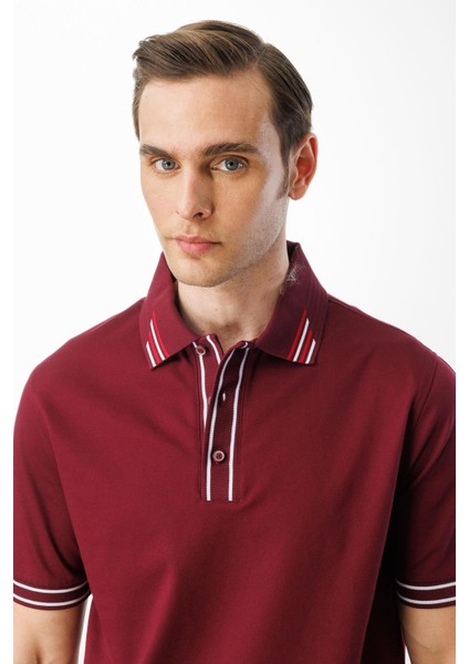 Erkek Polo Yaka T-Shirt Bordo modelleri