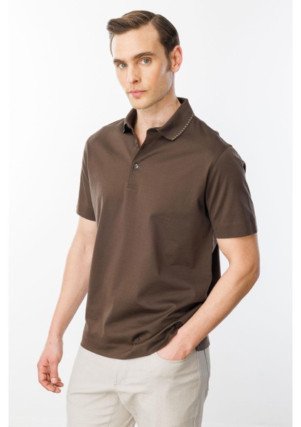 Erkek Polo Yaka Merserize T-Shirt K.kahve