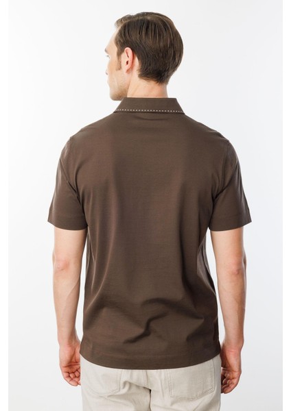 Erkek Polo Yaka Merserize T-Shirt K.kahve